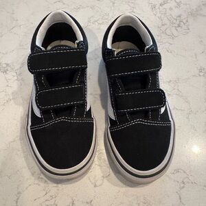 Vans Kids Black & White Velcro Skate Sneakers